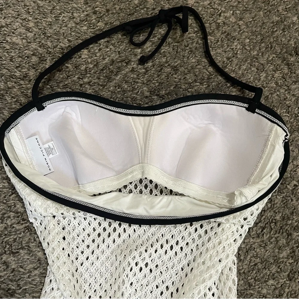 Robin Picone White Cameron Crochet Mesh One‎ Piece Bathing Suit Size 10